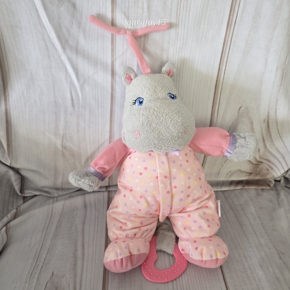 Garanimals Baby Hippo Hippopotamus Plush Crib Toy Musical Pink Dots 13 Inch 2010